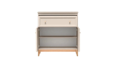 Komoda Windsor 92 cm beżowy / dąb wysoka komoda z szufladą do przedpokoju wyrafinowany design skośne nogi wykonane z litego drewna