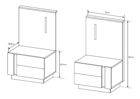 Szafki nocne z szufladami Adria biały połysk / dąb grandson nowoczesny design mebla obrzeża szafek wykończone specjalną okleiną ABS