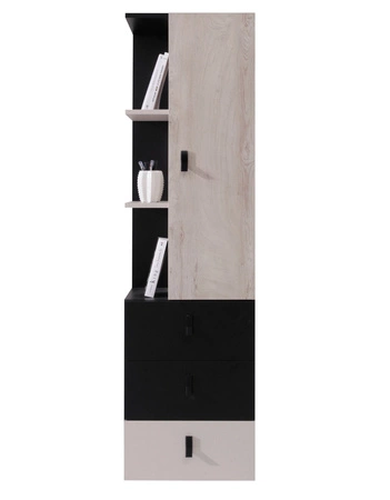 Zestaw mebli Niko czarny / dąb / beż idealna propozycja do pokoju młodzieżowego lub dziecięcego w modnym stylu