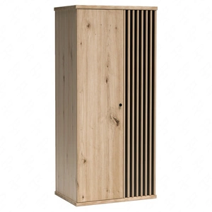 Szafa Cali 86 cm dąb artisan / czarny nowoczesny design mebla drzwi szafy ozdobione lamelami w kolorze dębu czarny uchwyt