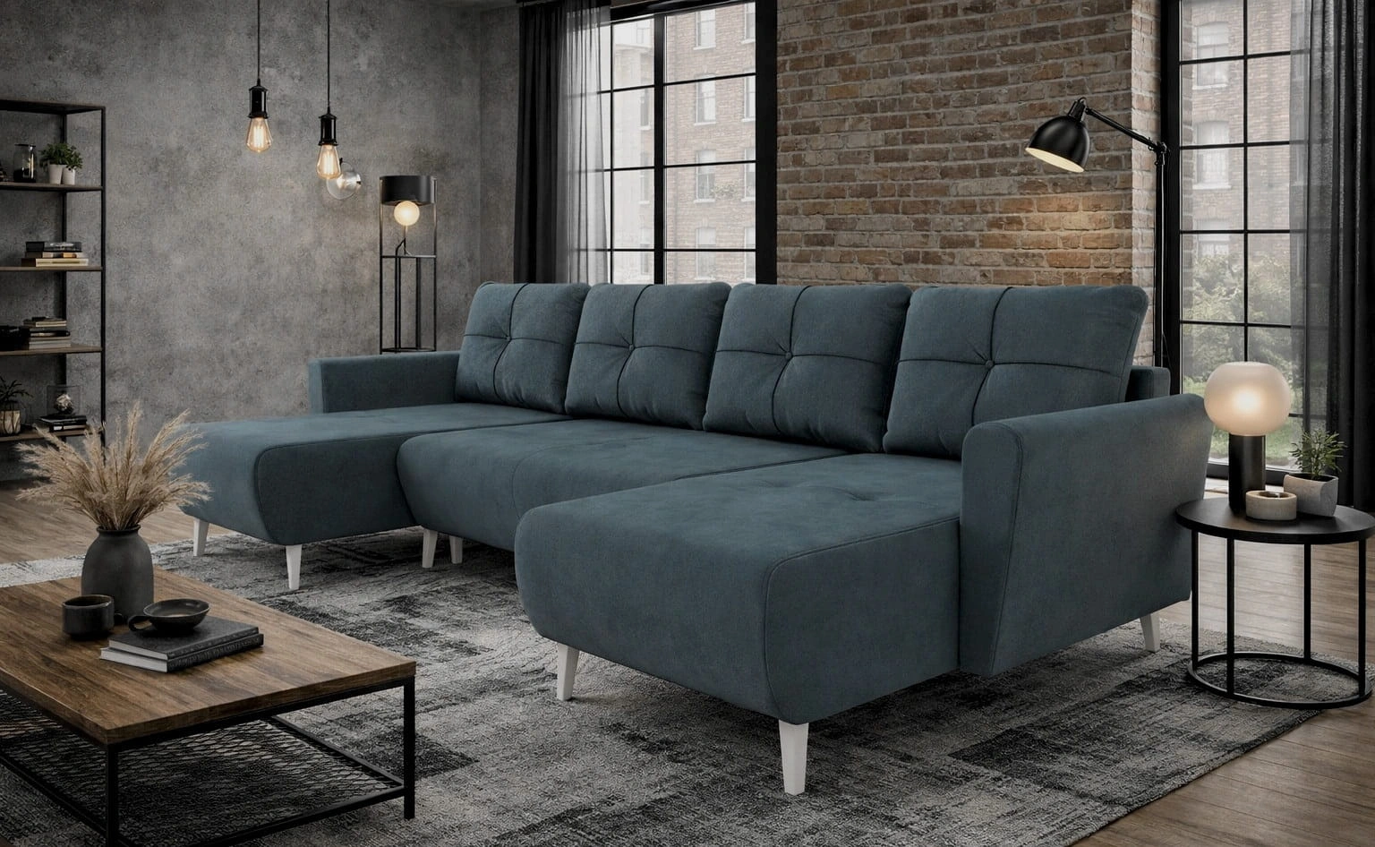 Narożnik z funkcją spania Felicie U Narożnik do salonu Narożnik z funkcją spania codziennego