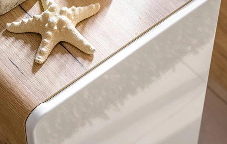 Szafka łazienkowa wisząca Aruba 35 cm dąb craft złoty / biały połysk funkcjonalna niska szafka do łazienki odporność na wilgoć