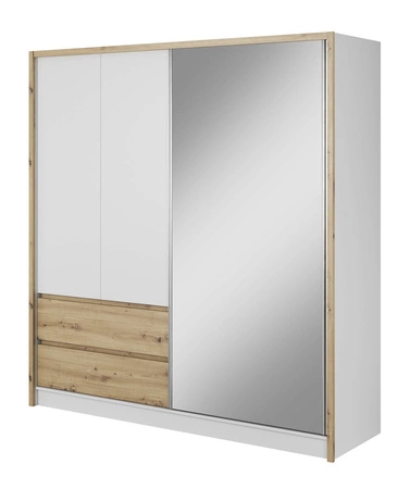 Szafa przesuwna Cento 204 cm biała / dąb artisan nowoczesny design szafa idealna do garderoby sypialni lub przedpokoju