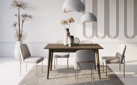 Stół rozkładany Plot 85x145-220 cm dąb ciemny uniwersalny stół do jadalni dopasuje się do klasycznych aranżacji drewniane nogi