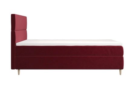 Łóżko kontynentalne Bing 120x200 bordowe w nowoczesnym skandynawskim stylu z tapicerowanym zagłówkiem łóżko z pojemnikiem