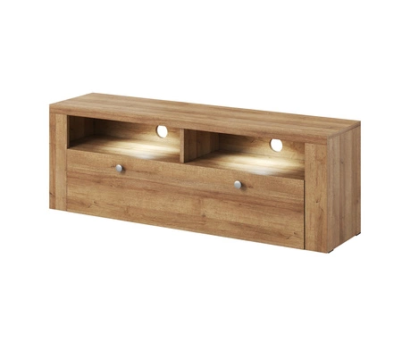 Meblościanka Larona dąb riviera prosta forma mebli w nowoczesnym wydaniu elementy z szkła hartowanego