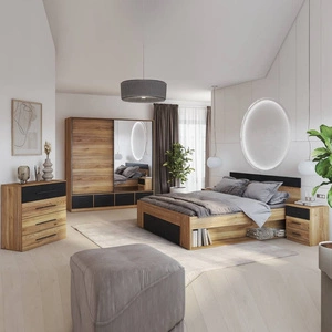 Zestaw mebli do sypialni Beta dąb mauvella / czarny idealne nowoczesne meble  do sypialni i pokoju młodzieżowego
