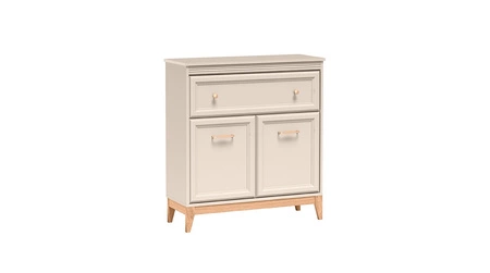 Komoda Windsor 92 cm beżowy / dąb wysoka komoda z szufladą do przedpokoju wyrafinowany design skośne nogi wykonane z litego drewna