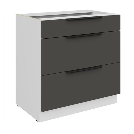 Zestaw mebli kuchennych narożny Aversa Wh 290x230 cm stylowe szafki kuchenne z frontami wykonanymi w technologii anti fingerprint