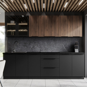 Zestaw mebli kuchennych Brianza / Black 260 cm metalowe uchwyty krawędziowe szafki doskonale prezentują się w nowoczesnych wnętrzach