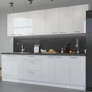 Zestaw mebli kuchennych Lumia 260 cm fronty w połysku niepowtarzalny styl szafek dopasuje się do kuchni w każdym stylu