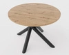 Stół okrągły Lyon 110 cm dąb artisan / czarny designerski stół do jadalni osadzony na metalowych nogach typu pająk regulacja wysokości