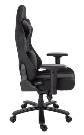 Fotel gamingowy Altimus Pro czarny wygodne siedzisko wykonane z trwałej alcantary regulowane podłokietniki i oparcie stabilny stelaż