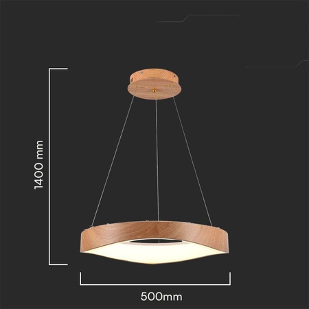 Lampa wisząca Wooden 50 cm 25W 3000K stylowa i elegancka lampa z wbudowanymi ledami wykończenie w kolorze drewna i bieli