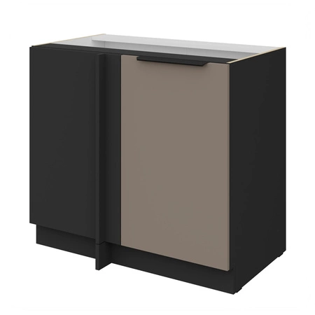 Szafka kuchenna narożna dostawiana Fiuggi Bl 105 ND 1F BB lewa fronty szafki kuchennej wykończone w technologii anti fingerprint