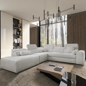 Narożnik z funkcją spania Viano IX szary popiel lewostronny stylowy narożnik z pojemnikami na pościel idealny mebel do dużego salonu