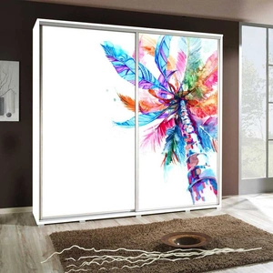 Szafa przesuwna Artistino 205 cm z grafiką palma korpus szafy w kolorze białym wykonany z płyty o grubości 22mm