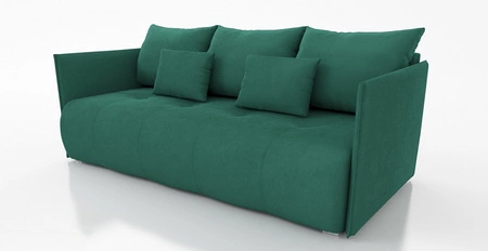 Kanapa rozkładana Selva butelkowa zieleń funkcjonalna sofa z pojemnikiem na pościel wykonana z komfortowej tkaniny typu plusz