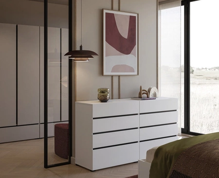 Komoda z szufladami Cross 80 cm biała stylowy design komody do sypialni prosta forma w nowoczesnym wydaniu