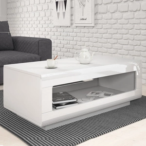 Stolik kawowy Tulsa 110 cm biały / biały połysk nowoczesne i praktyczne rozwiązanie do salon w stylu nowoczesnym i klasycznym