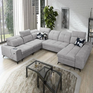 Narożnik z funkcją spania Buffalo VIII szary popiel prawostronny wysokiej klasy narożnik z pojemnikami wysoka jakość wykonania