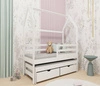 Łóżko dziecięce Chip 70x140 cm białe drewniane łóżko domek z pojemnymi szufladami łóżko 2 osobowe wysuwane do pokoju dziecka