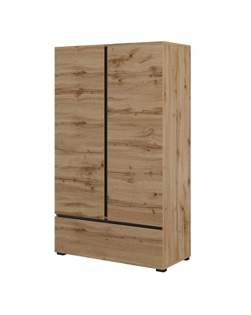 Komoda wysoka Cross 89 cm dąb wotan stylowy design komody z szufladą do sypialni prosta forma w nowoczesnym wydaniu