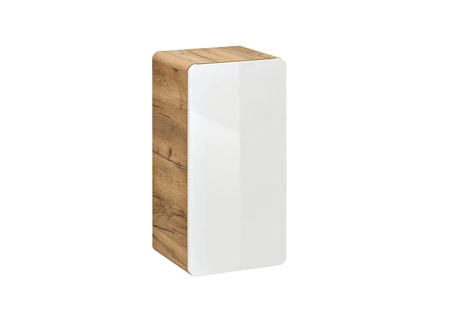 Zestaw mebli łazienkowych Aruba dąb craft złoty / biały połysk stylowe meble do łazienki o zaoblonym kształcie frezowane uchwyty