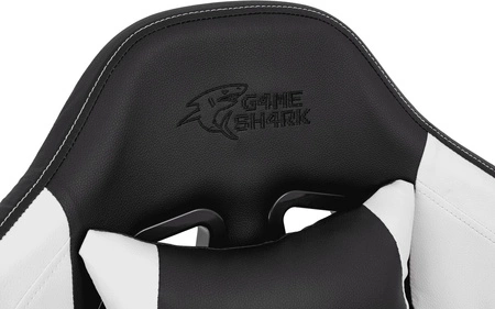 Fotel gamingowy Ares Pro czarny / biały komfortowy i funkcjonalny fotel z regulowanymi podłokietnikami stabilny metalowy stelaż