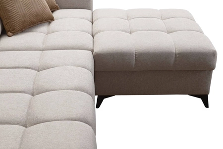 Narożnik z funkcją spania Bolmso zielony prawostronny narożnik z dwoma pojemnikami na pościel praktyczna szuflada w boczku mebla