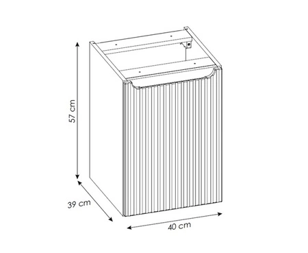 Szafka łazienkowa wisząca Nova 40 cm biała funkcjonalna i elegancka szafka wyposażona w kosz na pranie stylowy frezowany uchwyt