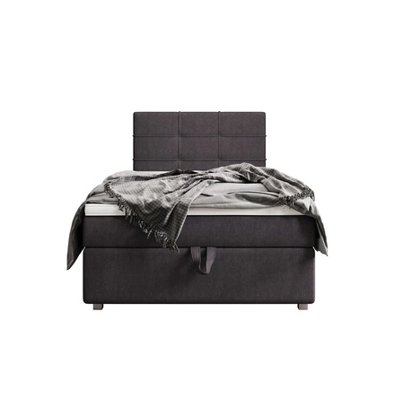 Łóżko kontynentalne Fresno 100x200 grafitowe w nowoczesnym skandynawskim stylu z tapicerowanym zagłówkiem łóżko z pojemnikiem