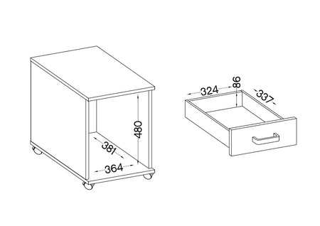 Szafka z szufladami Makana dąb artisan funkcjonalny mebel do biura gabinetu lub pokoju młodzieżowego