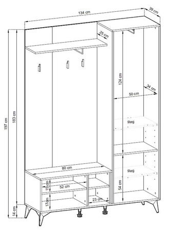 Garderoba Gusto 134 cm czarny / dąb evoke funkcjonalna idealna do wnętrz w stylu nowoczesnym klasycznym i skandynawskim ozdobny dekor jodełki