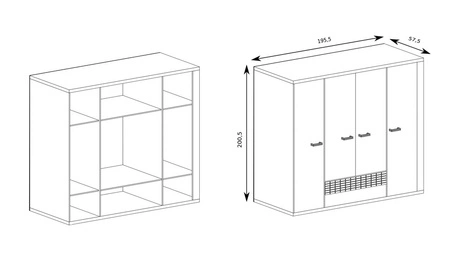 Zestaw mebli do sypialni Natural dąb ribbeck nietuzinkowe meble wzbogacone oświetleniem LED ozdobne listwy na frontach szuflad