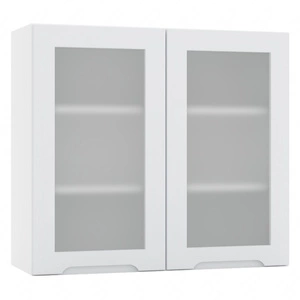 Szafka kuchenna wisząca Zova WS80 biały / jasny szary szafka do kuchni z przeszkleniem odporna na uszkodzenia stylowy uchwyt