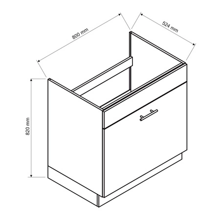 Szafka kuchenna pod zlewozmywak z szufladą Zova D80 ZL S/1 biały / dąb halifax frezowane uchwyty szafka odporna na działanie wilgoci