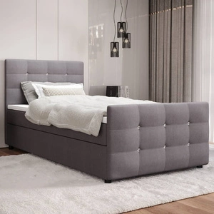 Łóżko kontynentalne Kansas 120x200 szare w nowoczesnym skandynawskim stylu z tapicerowanym zagłówkiem oraz zanóżkiem