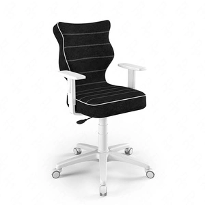 Krzesło do biurka Duo czarne dopasowane do wzrostu 159-188 cm profilowane siedzisko regulowane podłokietniki łatwo czyszcząca tkanina