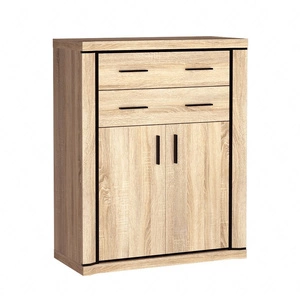 Komoda wysoka Dallas 97 cm dąb sonoma / czarny elegancka stylistyka mebla wzbogacona o stylowe czarne dodatki idealna komoda z szufladami do salonu