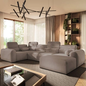 Narożnik z funkcją spania Cantare IV ciemny beż prawostronny starannie wykonany narożnik do salonu zapewnia komfort i wygodę