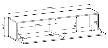 Szafka RTV wisząca Luxury 135 cm beżowa zachwyci miłośników eleganckich aranżacji w nowoczesnym stylu korpus zwieńczony złotą listwą