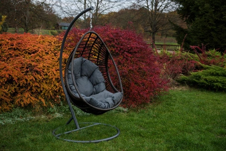 Fotel wiszący Bellissimo szary uniwersalny fotel do ogrodowej strefy wypoczynku lub salonu odporny na warunki atmosferyczne