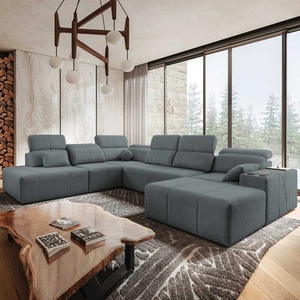 Narożnik z funkcją spania Tesalia X szary prawostronny nowoczesny i komfortowy narożnik z innowacyjną funkcją przesuwanego oparcia