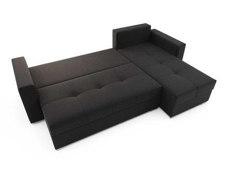 Narożnik z funkcją spania Aldo czarny prawostronny gwarantuje najwyższy komfort i funkcjonalność