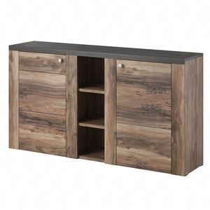 Komoda Larona 155 cm orzech satin / touchwood nowoczesny design idealna komoda do salonu sypialni lub biura prosta forma