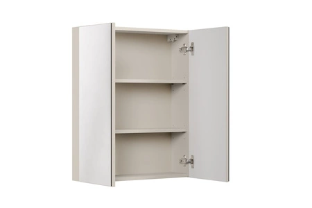 Szafka łazienkowa wisząca z lustrem Bella 60 cm beżowa elegancka szafka w minimalistycznym stylu idealny mebel uzupełniający aranżację