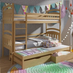 Łóżko piętrowe Adaś 3 osobowe 90x200 cm idealne do pokoju dziecka oszczędza metraż zajmuje przestrzeń łóżka pojedynczego