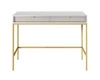 Konsola Lovro szara z szufladami stylowy oraz funkcjonalny mebel do przedpokoju salonu czy biura stelaż w złotym kolorze