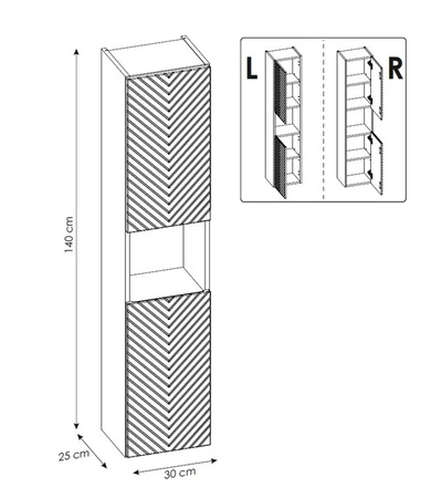 Zestaw mebli łazienkowych Viva beżowy / biały elegancki design subtelna kolorystyka podkreślona frezowaniem w kształcie jodełki